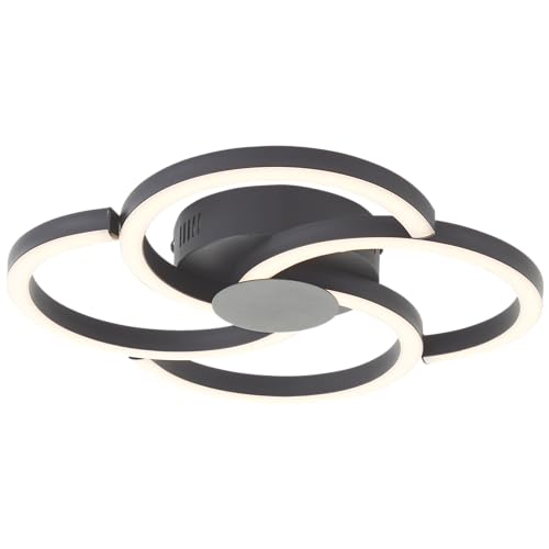 Lightbox LED Deckenlampe | Ø 34 cm | Wand- & Deckenleuchte in Blumenform | LED Profil Lampe in Blütenform | Allrounder für den jeden Raum | 2300 lm | 3000 K | aus Metall/Kunstoff in Weiß/Schwarz von Lightbox