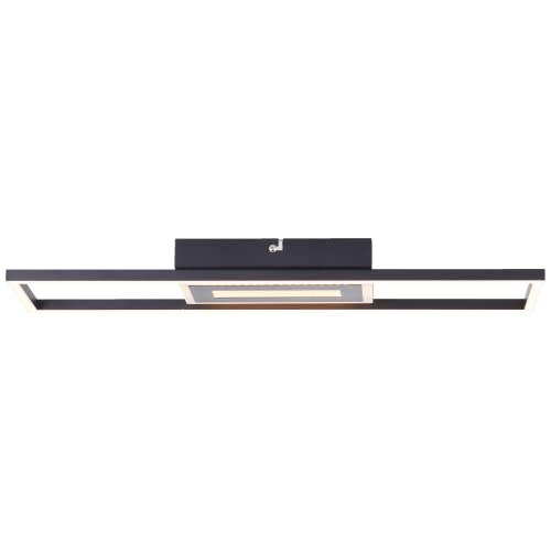 Lightbox LED Deckenlampe - minimalistische Deckenleuchte mit Lichtfarbe: 3000K & Helligkeit: 2900lm - 55 cm Breite x 16 cm Länge - in Schwarz - aus Metall/Kunststoff von Lightbox