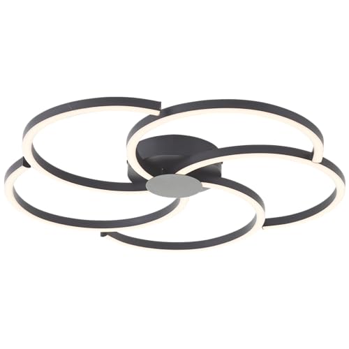 Lightbox LED Deckenlampe mit 3 Stufen Dimmer | Ø 52 cm | Wand- & Deckenleuchte in Blumenform | LED Profil Lampe in Blütenform | Allrounder | max. 3300lm | 3000K | aus Metall/Kunstoff in Weiß/Schwarz von Lightbox