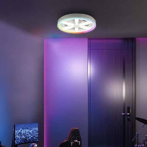 Lightbox LED Deckenlampe mit leisem Ventilator & RGB-Frame Light | Ø 48 | weiße Deckenleuchte | Gaming Lampe dimmbar | per Fernbedienung | 48 W | 2700-6500 K | 6400 lm | aus Metall/Kunststoff Lightbox LED Deckenlampe mit leisem Ventilator & RGB-Frame Light | Ø 48 | weiße Deckenleuchte | Gaming Lampe dimmbar | per Fernbedienung | 48 W | 2700-6500 K | 6400 lm | aus Metall/Kunststoff von Lightbox