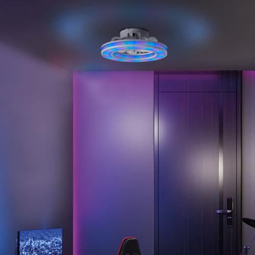 Lightbox LED Deckenlampe mit leisem Ventilator & RGB-Front Light | Ø 42 | weiße Deckenleuchte | Gaming Lampe dimmbar | per Fernbedienung | 26 W | 2700-6500 K | 3100 lm | aus Kunststoff von Lightbox