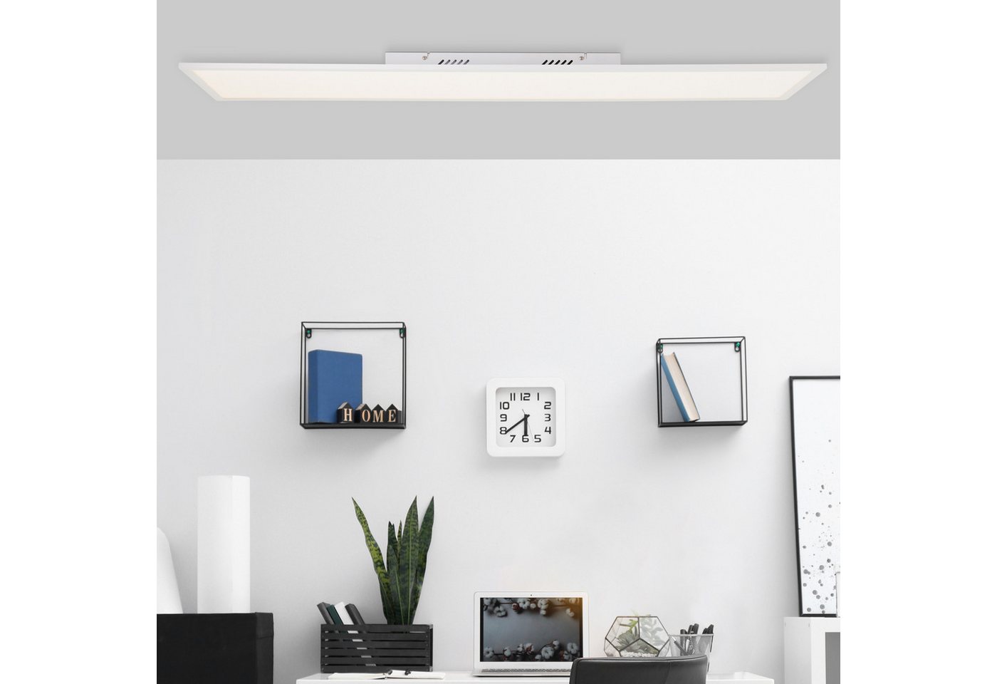 Lightbox LED Deckenleuchte, CCT - über Fernbedienung, LED fest integriert, warmweiß - kaltweiß, LED Deckenaufbau-Paneel, 30 x 120 cm, 3800 lm, dimmbar, CCT, weiß von Lightbox