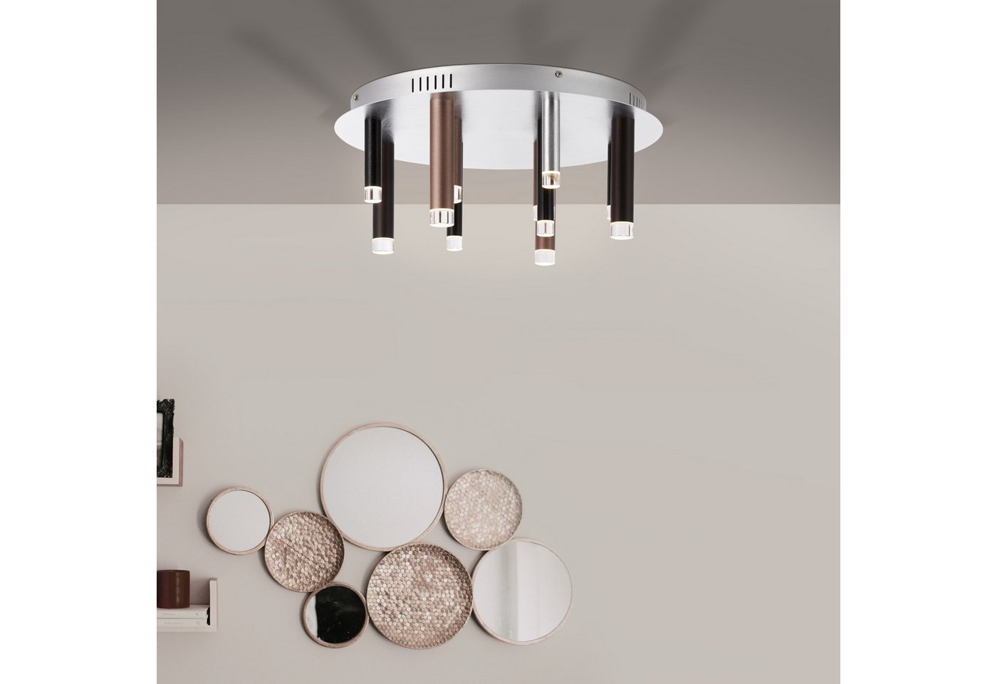 Lightbox LED Deckenleuchte, Dimmfunktion, LED fest integriert, warmweiß, LED Deckenlampe, 22 cm Höhe, Ø 51 cm, 5400 lm, 3 Stufen-Dimmer, 3000 K von Lightbox