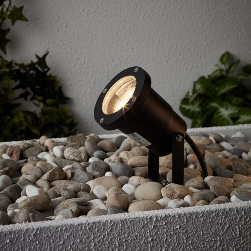 Lightbox LED Outdoor Wege Strahler mit warmweißer Lichtfarbe (3000 K) - 16 cm Höhe - scwarzer Gartenspieß - inkl. austauschbarem LED - als Wegebeleuchtung - 300 lm - IP44 - aus Aluminium/Glas von Lightbox