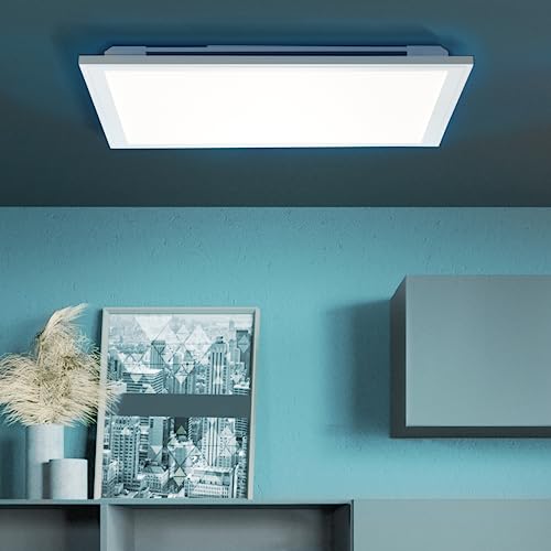 Lightbox LED Panel mit Nachtlicht & CCT & RGB - 40 x 40 cm - weißes Aufbaupaneel - stufenlos dimmbar per Fernbedienung - Lichtfarbe einstellbar (3000-6500 K) - max. 2400 lm - aus Metall/Kunststoff von Lightbox