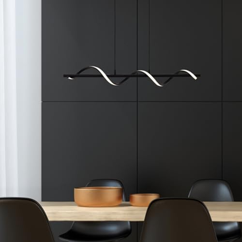 Lightbox LED Profil Hängelampe im modernen Design - 150 cm x 80 cm - höhenverstellbare Pendelleuchte mit gedrehtem LED-Profilband - 4000 K - 2600 lm - aus Metall/Kunststoff - in Matt Schwarz von Lightbox