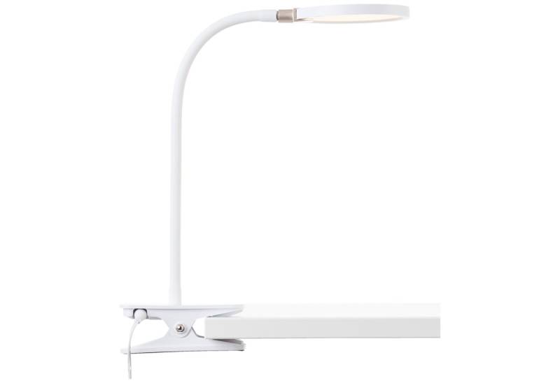 Lightbox Tischleuchte, LED fest integriert, Warmweiß, weiße LED Klemmleuchte mit Flexarm, 35 cm Höhe, 640 lm, 3000 K von Lightbox