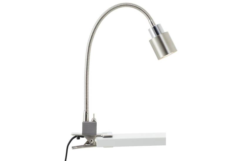 Lightbox Tischleuchte, LED wechselbar, Warmweiß, Flexible Klemmleuchte, 37 x 27cm, GU10, 3W, 300lm, 3000K, nickel/chrom von Lightbox