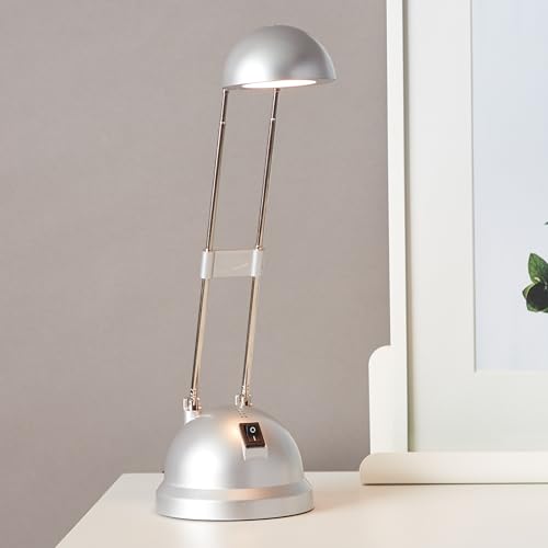 Lightbox LED Schreibtischlampe mit warmweißem Licht & Wipp-Schalter - schwenkbare Tischleuchte in Titan Optik - Kunststoff/Metall 44cm Höhe von Lightbox