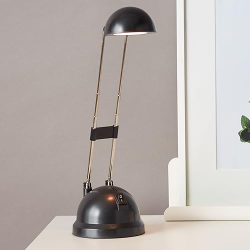 Lightbox LED Schreibtischlampe mit warmweißem Licht (2700 K) - schwenkbare Tischleuchte mit Wipp-Schalter - Kunststoff/Metall Schwarz - 44cm Höhe von Lightbox