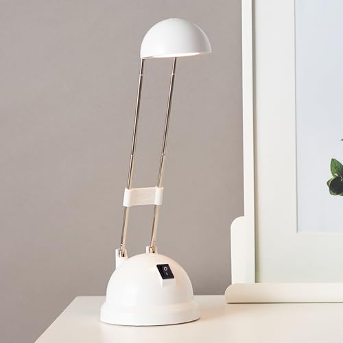 Lightbox LED Schreibtischlampe mit warmweißem Licht - schwenkbare Tischleuchte mit Wipp-Schalter - Kunststoff/Metall Weiß - 44 cm Höhe von Lightbox
