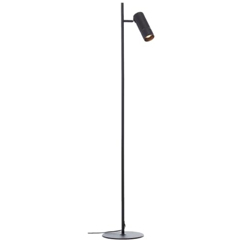 Lightbox LED Stehlampe | 130 x 22 x 24 cm | Standleuchte als Leselampe mit Fußschalter | schwenkbar | inkl. wechselbarem LED (GU10, 350 lm, 3000 K)| Wohnzimmer | aus Aluminium in Sand Schwarz von Lightbox