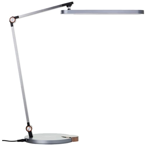 Lightbox LED Tischlampe mit CCT & Wireless Charging & stufenlosem Touchdimmer - einstellbar - graue Tischleuchte fürs Büro - 40 x 52 x 19 cm - 10 W, 1000 lm, 3000-6500 K - aus Aluminium/Kunststoff von Lightbox