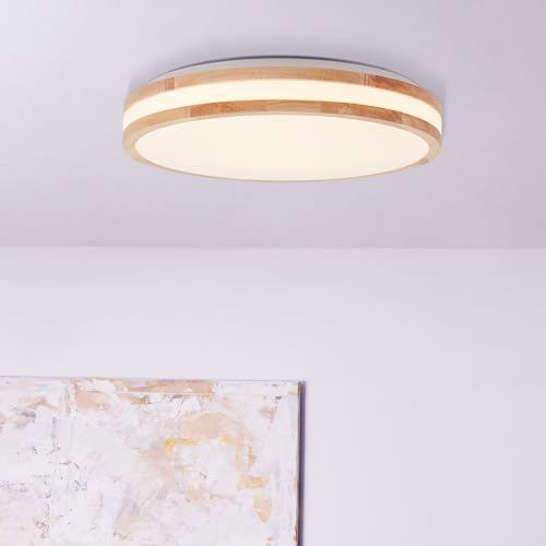 Lightbox LED Wand- & Deckenlampe | Ø 38 cm | Deckenleuchte mit Holz-Rahmen vom Kautschukbaum | für das Wohnzimmer | 22 W | 2200 lm | 3000 K | aus Metall/Holz/Kunststoff | in Hell Braun/Weiß Lightbox LED Wand- & Deckenlampe | Ø 38 cm | Deckenleuchte mit Holz-Rahmen vom Kautschukbaum | für das Wohnzimmer | 22 W | 2200 lm | 3000 K | aus Metall/Holz/Kunststoff | in Hell Braun/Weiß von Lightbox