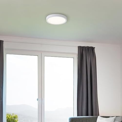 Lightbox LED Wand- & Deckenleuchte | Ø 27,5cm - Höhe 3 cm | 1900 Lumen - 4000 Kelvin | IP44 - spritzwassergeschützt | Ideal für Bad und Feuchträume | Modernes Design | aus Kunststoff in Weiß von Lightbox