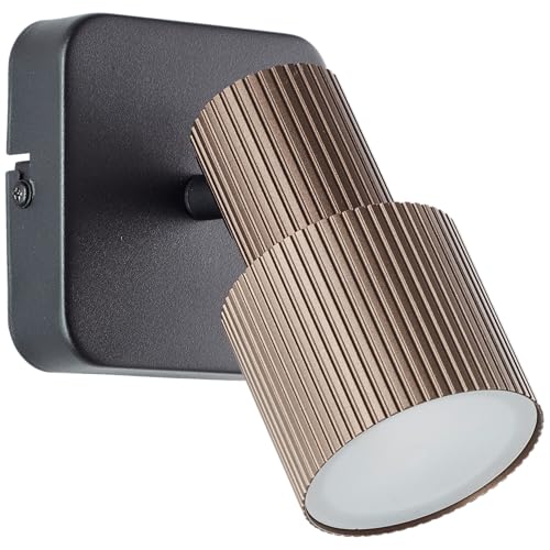 Lightbox LED Wandlampe 1 flammig | Wand-Strahler mit schwenkbarem Spot | Lampe für Wohnzimmer oder Schlafzimmer (innen) | (1 x GU10 Fassung, 350 lm) aus Aluminium in Schwarz/Bronzefarben von Lightbox