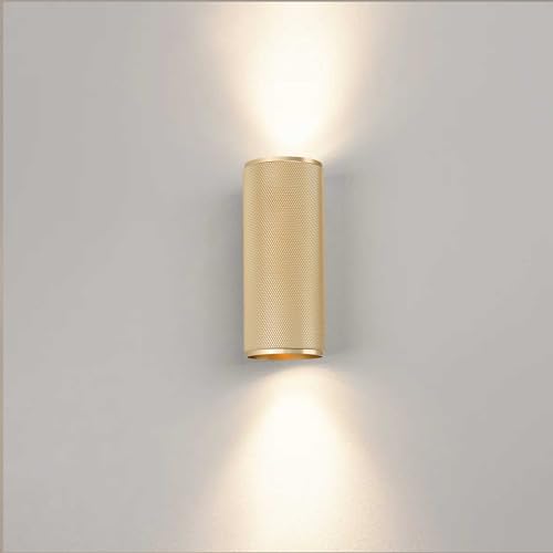 Lightbox LED Wandlampe mit Up/Down Light - in Matt Goldfarben - inkl. wechselbaren LEDs - glamouröse Wandleuchte - 16 x 7 cm -GU10-345 lm - 3000 K - für den Flur - aus Aluminium von Lightbox