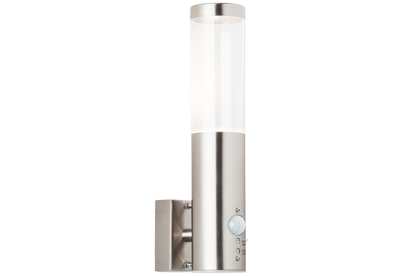 Lightbox LED Wandleuchte, Bewegungsmelder, LED wechselbar, kaltweiß, LED Außen Wandlampe, Bewegungsmelder, 29 cm Höhe, GU10, 350 lm, IP44 von Lightbox