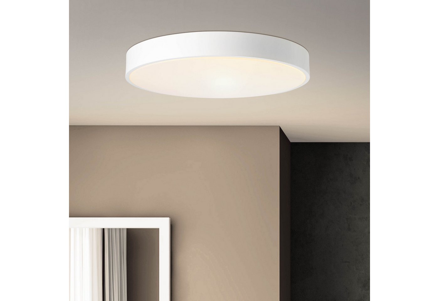 Lightbox LED Deckenleuchte, Dimmfunktion, LED fest integriert, warmweiß - kaltweiß, LED Deckenlampe XL, Ø 49 cm, 6800 lm, dimmbar, CCT, sand weiß von Lightbox