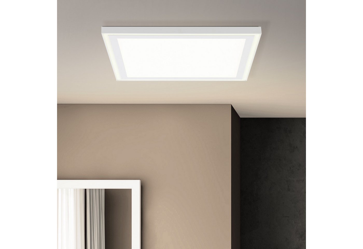 Lightbox LED Panel, CCT - über Fernbedienung, LED fest integriert, warmweiß - kaltweiß, LED Deckenlampe Aufbaupaneel weiß 40x40 Fernbedienung CCT dimmbar von Lightbox