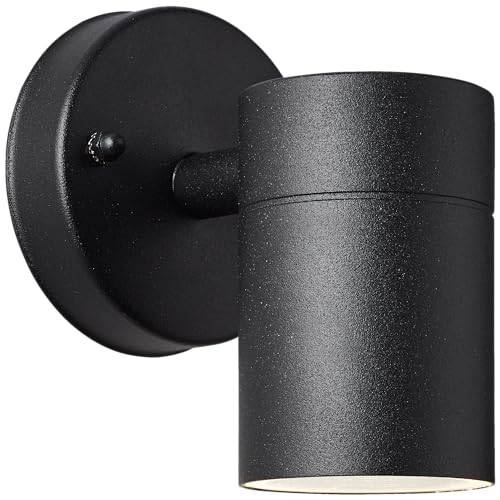 Lightbox Moderne Außen Wandlampe mit Glas Abdeckung in Schwarz - Outdoor Wandleuchte - 12 x 9 x 11 cm - GU10 - max. 20 W - für den Hauseingang oder Gartenhaus - aus Metall/Glas - in Schwarz von Lightbox