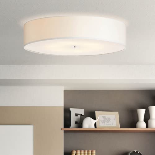 Lightbox Moderne Deckenleuchte im schlichten Design mit Textilschirm, Ø 70 cm, 6x E27 max. 60 Watt aus Metall/Textil in weiß/chrom Lightbox Moderne Deckenleuchte im schlichten Design mit Textilschirm, Ø 70 cm, 6x E27 max. 60 Watt aus Metall/Textil in weiß/chrom von Lightbox