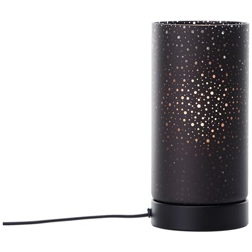 Lightbox Nachttischlampe | 23 cm Höhe, Ø 11 cm | Tischleuchte mit Sternenhimmel & matt schwarze Glas Schirm | E27 Fassung | Schlafzimmer | aus Glas/Metall in Matt Schwarz von Lightbox