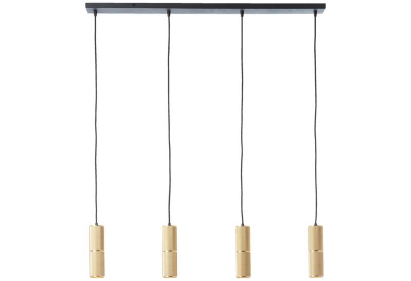 Lightbox Pendelleuchte, LED wechselbar, Warmweiß, LED-Pendellampe, B: 92 cm, 4x 350 lm, 3000 K, schwarz/matt goldfarben von Lightbox