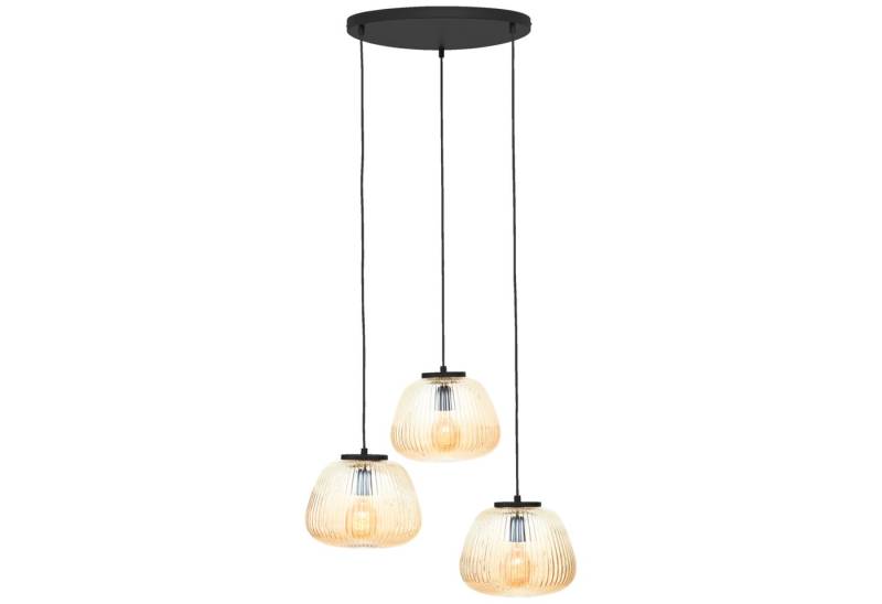 Lightbox Pendelleuchte, ohne Leuchtmittel, Hängelampe mit Riffelglas, Ø 40cm, E27, kürzbar, Amber-Bernsteinfarben von Lightbox