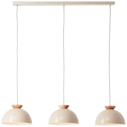 Lightbox Pilz Hängelampe mit kürzbarem Kabel und Holz-Akzenten | 1,68 m Höhe | Balken Pendelleuchte | E14 Fassung | Flur- oder Esszimmer-Lampe aus Metall/Holz in Hell-Braun/Grau von Lightbox
