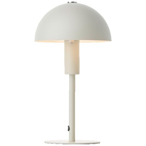 Lightbox Pilz-Tischlampe | 27 cm Höhe, Ø 15 cm | Home Office Schreibtischlampe mit Wipp-Schalter | Mini LED Lampe als Nachttischlampe für das Schlafzimmer | E14 | aus Metall in Beige von Lightbox
