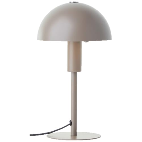 Lightbox Pilz-Tischlampe | 27 cm Höhe, Ø 15 cm | Home Office Schreibtischlampe mit Wipp-Schalter | Mini LED Lampe als Nachttischlampe für das Schlafzimmer | E14 | aus Metall in Matt Taupe/Grau von Lightbox