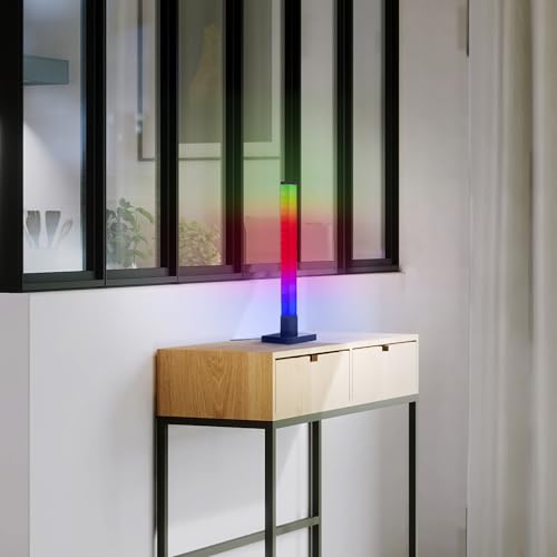 Lightbox RGB-LED Tischlampe | 50 cm Höhe | dimmbare Tischleuchte mit Musiksensor & Fernbedienung & RGB-Frontlight | max. 65 lm | integiertes LED | aus Aluminium/Kunststoff in Schwarz von Lightbox