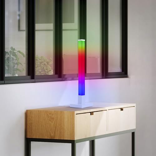 Lightbox RGB-LED Tischlampe | 50 cm Höhe | dimmbare Tischleuchte mit Musiksensor & Fernbedienung & RGB-Frontlight | max. 65 lm | integiertes LED | aus Aluminium/Kunststoff in Weiß von Lightbox