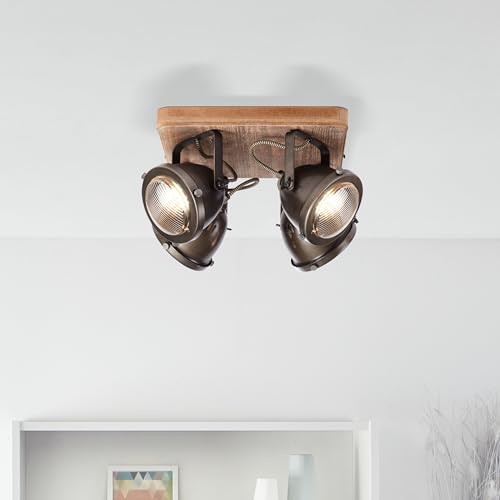 Lightbox rustikale Deckenleuchte, 4-flammig, GU10 max. 5 Watt aus Metall/Holz aus kanadischer Schwarz-Pappel - in burned steel/braun Lightbox rustikale Deckenleuchte, 4-flammig, GU10 max. 5 Watt aus Metall/Holz aus kanadischer Schwarz-Pappel - in burned steel/braun von Lightbox