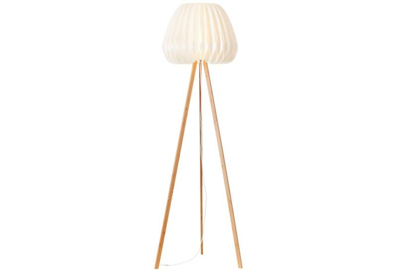Lightbox Stehlampe, ohne Leuchtmittel, Standlampe dreibeinig, Ø62cm, Fußschalter, E27 Bambus/Kunststoff weiß von Lightbox