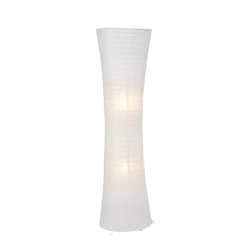 Lightbox dekorative Stehlampe - Stehleuchte mit Papierschirm und Fußschalter - Metall/Reispapier Weiß - 1,3m Höhe von Lightbox