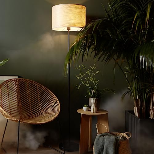 Lightbox Stehlampe im Nature Stil - Ø 38 cm - 1,6 m Höhe - dekorative Standleuchte mit Fußschalter & Holz Schirm - E27 Fassung, max. 52 W - aus Metall/Holz - in Hellbraun/Schwarz Lightbox Stehlampe im Nature Stil - Ø 38 cm - 1,6 m Höhe - dekorative Standleuchte mit Fußschalter & Holz Schirm - E27 Fassung, max. 52 W - aus Metall/Holz - in Hellbraun/Schwarz von Lightbox