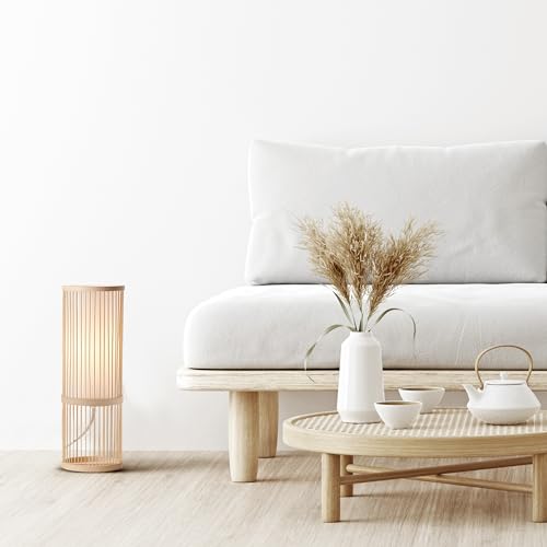 Lightbox Tischlampe im Boho Stil - 36 cm Höhe, Ø 12 cm - Nature Tischleuchte mit weißen Stoff Schirm & hellbraunem Bambus Gitter & Kippschalter - E27, max. 40 W - aus Bambus/Textil Lightbox Tischlampe im Boho Stil - 36 cm Höhe, Ø 12 cm - Nature Tischleuchte mit weißen Stoff Schirm & hellbraunem Bambus Gitter & Kippschalter - E27, max. 40 W - aus Bambus/Textil von Lightbox