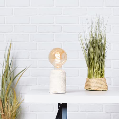 Lightbox Tischlampe im Nature Style - dekorative Tischleuchte mit Schalter - Beton/Seil Natur - 12cm Höhe von Lightbox