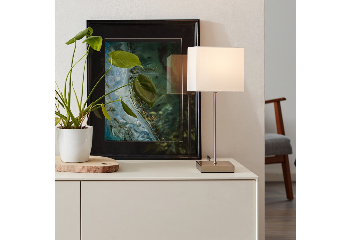 Lightbox Tischleuchte, ohne Leuchtmittel, Nachttischlampe, Touchschalter, 43 cm Höhe, E14, max. 40 W von Lightbox