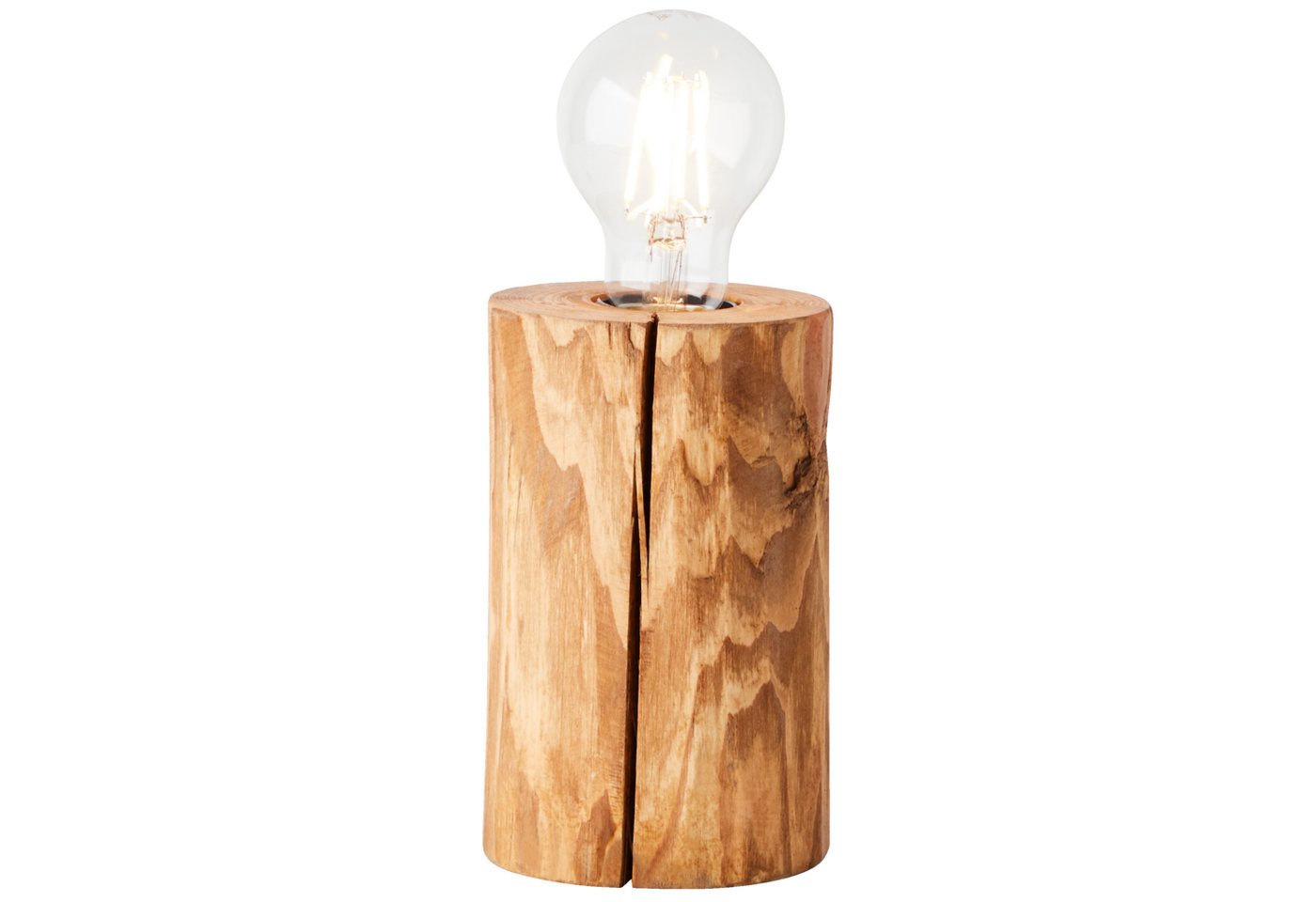 Lightbox Tischleuchte, ohne Leuchtmittel, Tischlampe, 15 cm Höhe, Ø 10 cm, E27, max. 25 W, Schalter, Holz von Lightbox