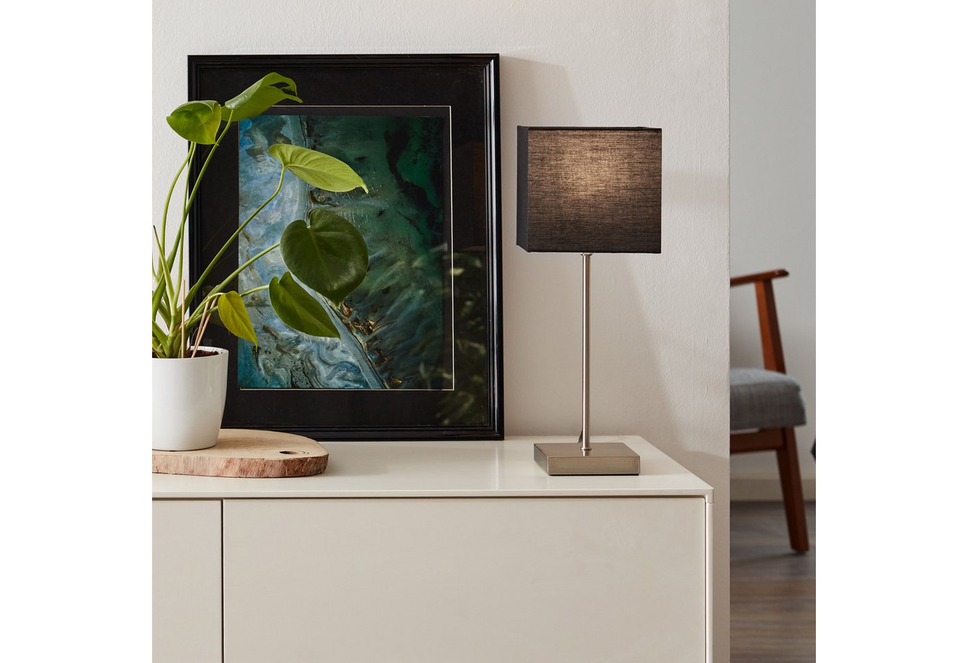 Lightbox Tischleuchte, ohne Leuchtmittel, Tischlampe, 43 cm Höhe, E14, max. 40 W, Touchschalter, Metall/Textil von Lightbox