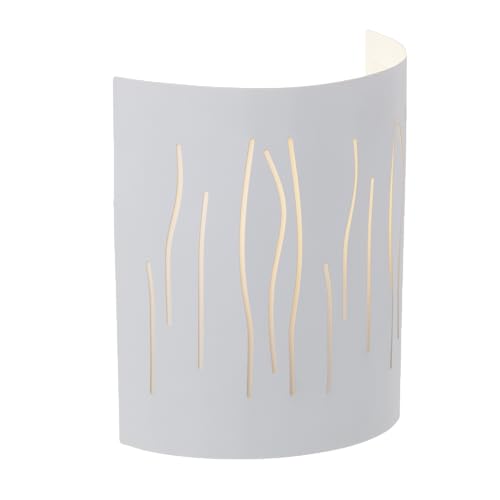 Lightbox Wandhalbschale mit Lichtschlitzen - dekorative Wandlampe für das Schlafzimmer - 21 x 18 x 10 cm - E27, max. 40 W - aus Metall/Kunststoff - in Weiß von Lightbox