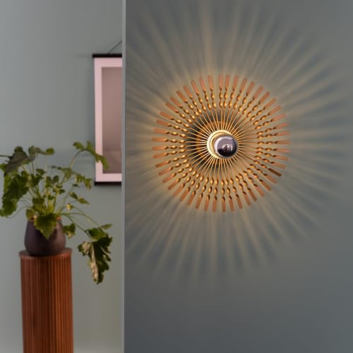 Lightbox Wandlampe - Dekorative Wandleuchte mit spektakulärem Lichteffekt - Ø 33cm, E27 Fassung für max. 52W Leuchtmittel - Metall, gold von Lightbox