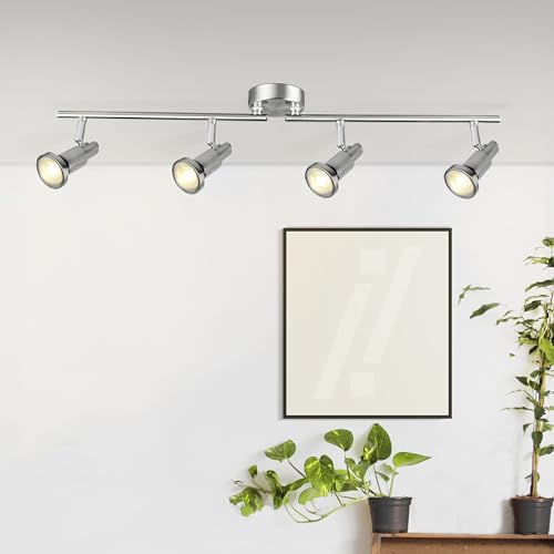 Lightbox drehbares Basic Spotrohr - 13 x 78 x 18 cm - funktionale Deckenstrahler mit schwenkbaren Köpfen & Armen - inkl. wechselbaren LEDs - 4 x GU10, max.W- aus Metall - in Eisen/Chrom von Lightbox