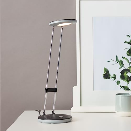 Lightbox funktionale LED Tischlampe - funktionale Tischleuchte durch Teleskopstangen höhenverstellbar mit Schalter - aus Kunststoff/Metall - in Schwarz - Ø 12 cm & 24 cm Höhe von Lightbox