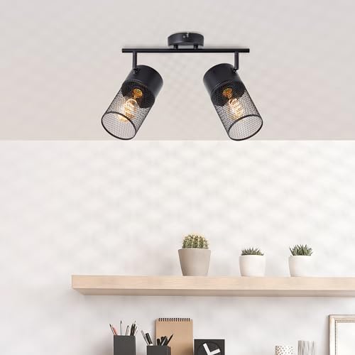 Lightbox instustrielles Spotrohr - 29 x 35 x 10 cm - Retro Deckenstrahler mit schwenkbaren Köpfen - 2 x E27, max. 40 W - aus Metall - in Schwarz Matt Lightbox instustrielles Spotrohr - 29 x 35 x 10 cm - Retro Deckenstrahler mit schwenkbaren Köpfen - 2 x E27, max. 40 W - aus Metall - in Schwarz Matt von Lightbox