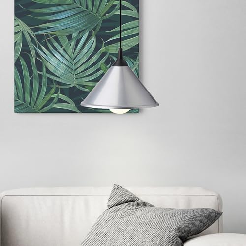 Lightbox kürzbare Hängelampe - Ø 25 cm - Basic Pendelleuchte mit titanfabenen Schirm - E27, max. 75 W - aus Metall/Kunststoff - in Titan von Lightbox