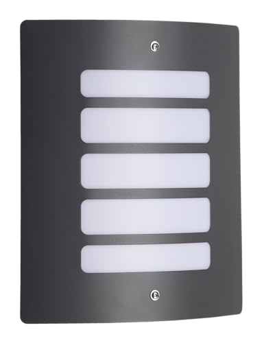 Lightbox moderne Außen Wandlampe für den Hauseingang - moderne Outdoor Wandleuchte - 29 x 23 cm - spritzwassergeschützt (IP44) - E27, max. 60 W - aus Metall/Kunststoff - in Anthrazit von Lightbox